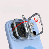 MagSafe Magnetic Silicone Phone Case with Metal Kickstand and Camera Lens Guard for Apple iPhone 17 Pro Max (Orange)