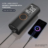 Portable Car Tire Inflator with 4500mAh Power Bank – 5 Modes, Digital Display, and Flashlight (Black)