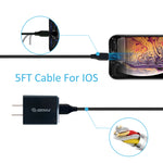 12W 2.4A Wall Charger & 5ft Cable For 8 PIN In Black