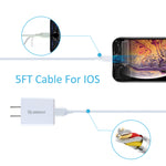 12W 2.4A Wall Charger & 5ft Cable For 8 PIN In White