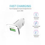 18W QC3.0 Car Charger and 3ft Cable For Type-C In White