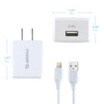 12W 2.4A Wall Charger & 5ft Cable For 8 PIN In White