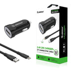 12W 2.4A Car Charger & 3ft Cable For 8 PIN In Black - Mobile Express USA