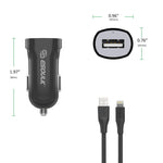 12W 2.4A Car Charger & 3ft Cable For 8 PIN In Black - Mobile Express USA