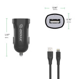 12W 2.4A Car Charger & 3ft Cable For 8 PIN In Black - Mobile Express USA