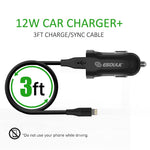 12W 2.4A Car Charger & 3ft Cable For 8 PIN In Black - Mobile Express USA