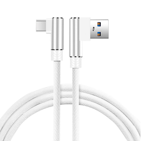 Reiko 3.3FT Nylon braided Material Type C USB 2.0 Data Cable In White - Mobile Express USA