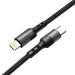 Power Delivery USB-C to 8-PIN Fast Charging & Sync Nylon-Braided 5FT Cable In Black