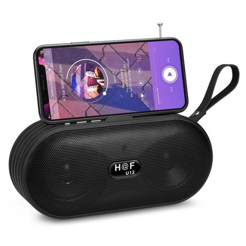 Bass Stereo Portable Bluetooth Wireless Speaker HFU12 (Black)