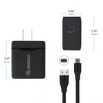 Esoulk 18W QC3.0 Wall Charger & 5ft Cable For Type-C In Black - Mobile Express USA