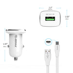 18W QC3.0 Car Charger and 3ft Cable For Type-C In White